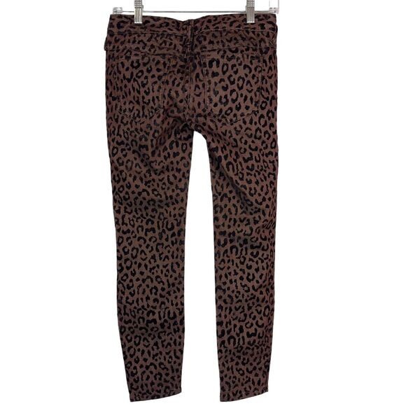 Free People Chino Pants Women's Size 25 Brown Cheetah Print Cotton Straight Legs - Picture 2 of 9